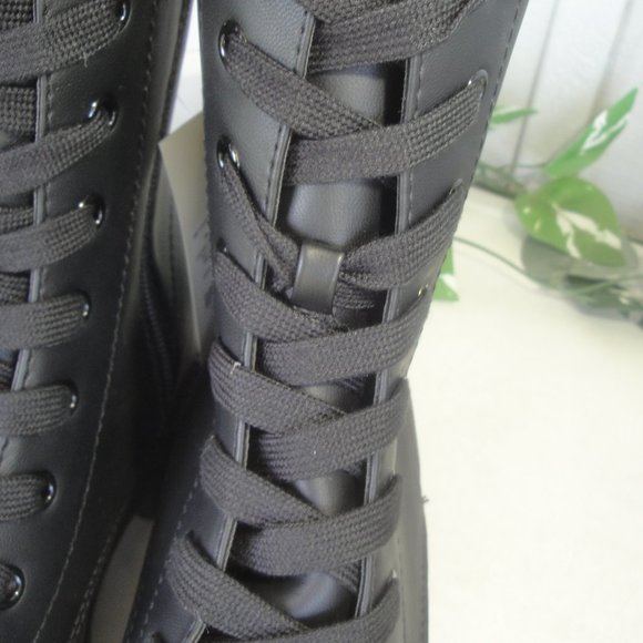 A New Day Black Combat Style Boots Ladies Size 9 - Picture 9 of 12